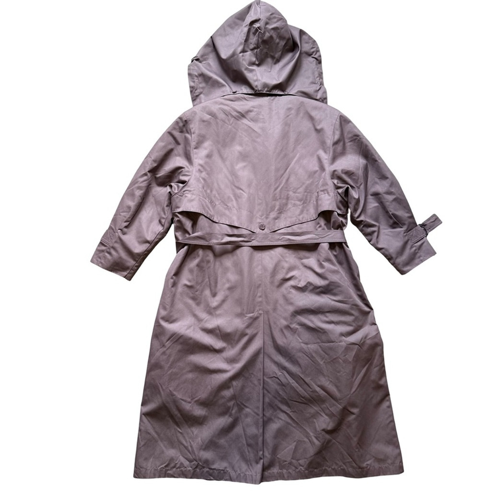 London Fog Mauve Quilted Trench Coat Size 14P Rare Colour Vintage 70s-80s - Picture 3 of 16